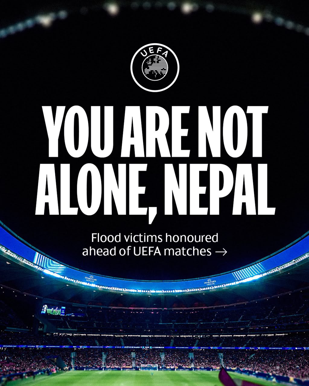 Official: UEFA orders one-minute silence for Nepal.